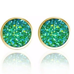 Green Glittery Earrings
